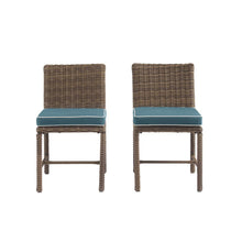 Load image into Gallery viewer, Bradenton 2Pc Outdoor Wicker Dining Chair Set Navy/Weathered Brown - 2 Dining Chairs
