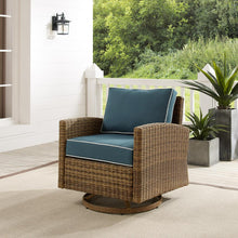 Load image into Gallery viewer, Bradenton Outdoor Wicker Swivel Rocker Chair Navy/Weathered Brown
