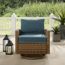 Load image into Gallery viewer, Bradenton Outdoor Wicker Swivel Rocker Chair Navy/Weathered Brown
