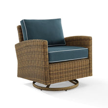 Load image into Gallery viewer, Bradenton Outdoor Wicker Swivel Rocker Chair Navy/Weathered Brown

