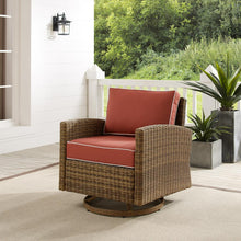 Load image into Gallery viewer, Bradenton Outdoor Wicker Swivel Rocker Chair Sangria/Weathered Brown

