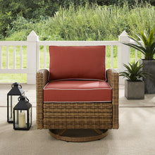 Load image into Gallery viewer, Bradenton Outdoor Wicker Swivel Rocker Chair Sangria/Weathered Brown
