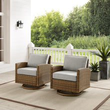 Load image into Gallery viewer, Bradenton 2Pc Outdoor Wicker Swivel Rocker Chair Set Gray/Weathered Brown - 2 Swivel Rockers

