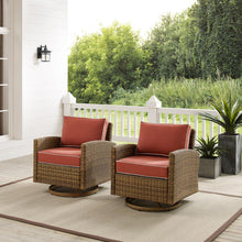 Load image into Gallery viewer, Bradenton 2Pc Outdoor Wicker Swivel Rocker Chair Set Sangria/Weathered Brown - 2 Swivel Rockers
