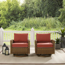 Load image into Gallery viewer, Bradenton 2Pc Outdoor Wicker Swivel Rocker Chair Set Sangria/Weathered Brown - 2 Swivel Rockers
