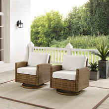 Load image into Gallery viewer, Bradenton 2Pc Swivel Rocker Chair Set - Sunbrella White/Weathered Brown - 2 Swivel Rockers
