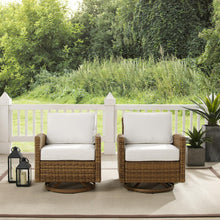 Load image into Gallery viewer, Bradenton 2Pc Swivel Rocker Chair Set - Sunbrella White/Weathered Brown - 2 Swivel Rockers

