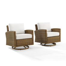 Load image into Gallery viewer, Bradenton 2Pc Swivel Rocker Chair Set - Sunbrella White/Weathered Brown - 2 Swivel Rockers
