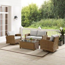 Load image into Gallery viewer, Bradenton 4Pc Swivel Rocker Conversation Set Gray/Weathered Brown - Coffee Table, Loveseat, &amp; 2 Swivel Rockers

