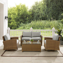 Load image into Gallery viewer, Bradenton 4Pc Swivel Rocker Conversation Set Gray/Weathered Brown - Coffee Table, Loveseat, &amp; 2 Swivel Rockers
