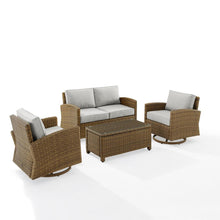 Load image into Gallery viewer, Bradenton 4Pc Swivel Rocker Conversation Set Gray/Weathered Brown - Coffee Table, Loveseat, &amp; 2 Swivel Rockers
