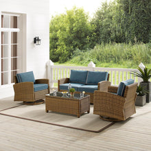Load image into Gallery viewer, Bradenton 4Pc Swivel Rocker Conversation Set Navy/Weathered Brown - Coffee Table, Loveseat, &amp; 2 Swivel Rockers
