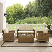 Load image into Gallery viewer, Bradenton 4Pc Swivel Rocker Conversation Set Sand/Weathered Brown - Coffee Table, Loveseat, &amp; 2 Swivel Rockers
