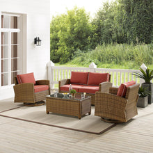 Load image into Gallery viewer, Bradenton 4Pc Swivel Rocker Conversation Set Sangria/Weathered Brown - Coffee Table, Loveseat, &amp; 2 Swivel Rockers
