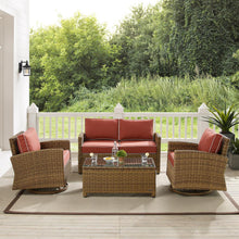 Load image into Gallery viewer, Bradenton 4Pc Swivel Rocker Conversation Set Sangria/Weathered Brown - Coffee Table, Loveseat, &amp; 2 Swivel Rockers
