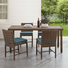 Load image into Gallery viewer, Bradenton 5Pc Outdoor Wicker Dining Set Navy/Weathered Brown - Dining Table &amp; 4 Dining Chairs
