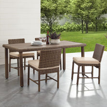 Load image into Gallery viewer, Bradenton 5Pc Outdoor Wicker Dining Set Sand/Weathered Brown - Dining Table &amp; 4 Dining Chairs
