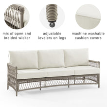 Load image into Gallery viewer, Thatcher Outdoor Wicker Sofa Creme/Driftwood
