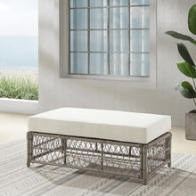 Load image into Gallery viewer, Thatcher Outdoor Wicker Coffee Table Ottoman Creme/Driftwood
