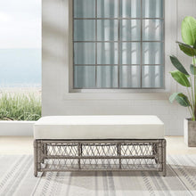 Load image into Gallery viewer, Thatcher Outdoor Wicker Coffee Table Ottoman Creme/Driftwood
