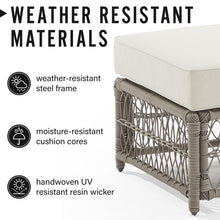 Load image into Gallery viewer, Thatcher Outdoor Wicker Coffee Table Ottoman Creme/Driftwood
