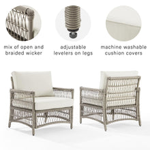 Load image into Gallery viewer, Thatcher 2Pc Outdoor Wicker Armchair Set Creme/Driftwood - 2 Armchairs

