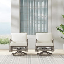 Load image into Gallery viewer, Thatcher 2Pc Outdoor Wicker Swivel Rocker Chair Set Creme/Driftwood - 2 Swivel Rockers
