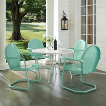 Load image into Gallery viewer, Griffith 5Pc Outdoor Metal Dining Set Aqua Gloss/White Satin - Table &amp; 4 Chairs
