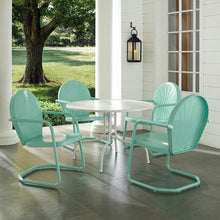 Load image into Gallery viewer, Griffith 5Pc Outdoor Metal Dining Set Aqua Gloss/White Satin - Table &amp; 4 Chairs
