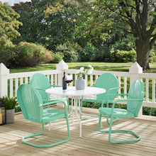 Load image into Gallery viewer, Griffith 5Pc Outdoor Metal Dining Set Aqua Gloss/White Satin - Table &amp; 4 Chairs
