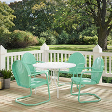 Load image into Gallery viewer, Griffith 5Pc Outdoor Metal Dining Set Aqua Gloss/White Satin - Table &amp; 4 Chairs
