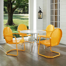 Load image into Gallery viewer, Griffith 5Pc Outdoor Metal Dining Set Tangerine Gloss/White Satin - Table &amp; 4 Chairs
