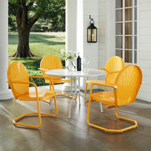 Load image into Gallery viewer, Griffith 5Pc Outdoor Metal Dining Set Tangerine Gloss/White Satin - Table &amp; 4 Chairs
