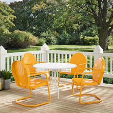 Load image into Gallery viewer, Griffith 5Pc Outdoor Metal Dining Set Tangerine Gloss/White Satin - Table &amp; 4 Chairs
