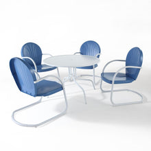 Load image into Gallery viewer, Griffith 5Pc Outdoor Metal Dining Set Sky Blue Gloss/White Satin - Table &amp; 4 Chairs
