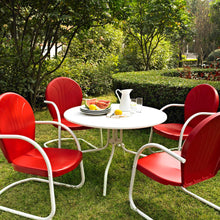Load image into Gallery viewer, Griffith 5Pc Outdoor Metal Dining Set Bright Red Gloss/White Satin - Table &amp; 4 Chairs
