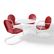Load image into Gallery viewer, Griffith 5Pc Outdoor Metal Dining Set Bright Red Gloss/White Satin - Table &amp; 4 Chairs
