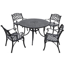 Load image into Gallery viewer, Sedona 46&quot; 5Pc Outdoor Dining Set Black - 46&quot; Table &amp; 4 Armchairs
