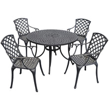 Load image into Gallery viewer, Sedona 46&quot; 5Pc Outdoor Dining Set Black - 46&quot; Table &amp; 4 High Back Armchairs
