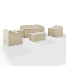 Load image into Gallery viewer, 5Pc Furniture Cover Set Tan - Sofa, Two Armchairs, End Table, &amp; Rectangle Table
