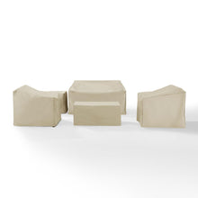Load image into Gallery viewer, 5Pc Furniture Cover Set Tan - Loveseat, Two Armchairs, End Table, &amp; Rectangle Table

