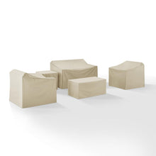 Load image into Gallery viewer, 5Pc Furniture Cover Set Tan - Loveseat, Two Armchairs, End Table, &amp; Rectangle Table
