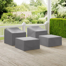 Load image into Gallery viewer, 4Pc Furniture Cover Set Gray - 2 Arm Chairs &amp; 2 Ottomans
