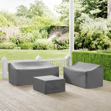 Load image into Gallery viewer, 3Pc Sectional Cover Set Gray - Loveseat, Sofa, &amp; Square Table/Ottoman
