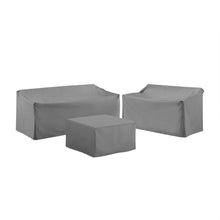 Load image into Gallery viewer, 3Pc Sectional Cover Set Gray - Loveseat, Sofa, &amp; Square Table/Ottoman

