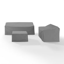 Load image into Gallery viewer, 3Pc Sectional Cover Set Gray - Loveseat, Sofa, &amp; Square Table/Ottoman
