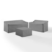 Load image into Gallery viewer, 3Pc Sectional Cover Set Gray - Loveseat, Sofa, &amp; Square Table/Ottoman
