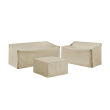 Load image into Gallery viewer, 3Pc Sectional Cover Set Tan - Loveseat, Sofa, &amp; Square Table/Ottoman
