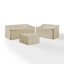 Load image into Gallery viewer, 3Pc Sectional Cover Set Tan - Loveseat, Sofa, &amp; Square Table/Ottoman
