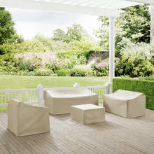 Load image into Gallery viewer, 4Pc Sectional Cover Set Tan - Loveseat, Sofa, Square Table/Ottoman,  &amp; Arm Chair
